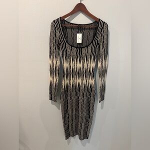 Windsor Black and Cream Long Sleeve Dress